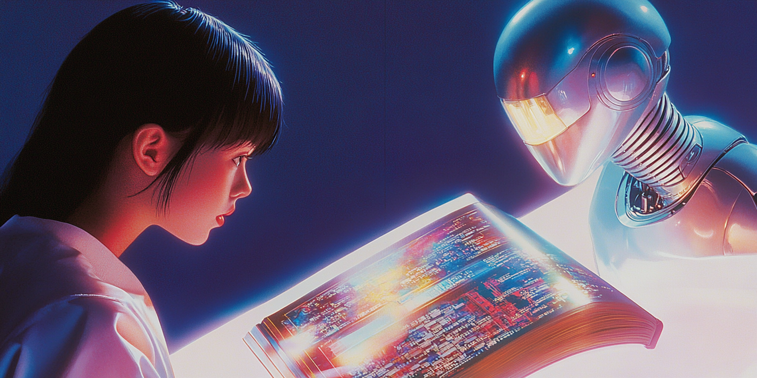 Digital concept showing an open book transforming into an audiobook with AI-generated voice waveforms.