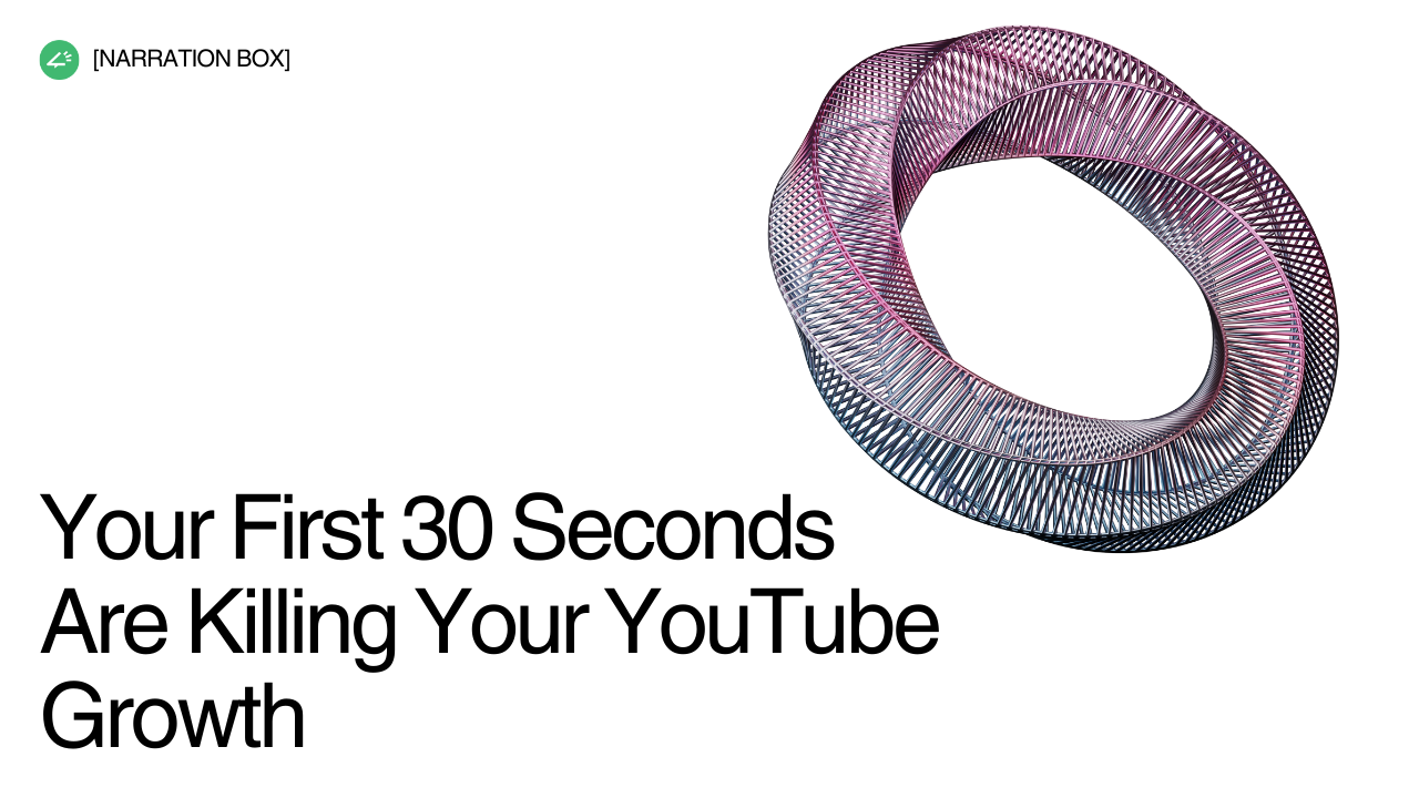Audience retention curve dipping sharply at 30 seconds in a YouTube analytics dashboard.