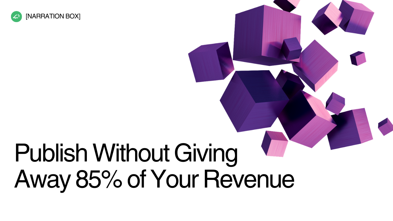 AI-powered audiobook production dashboard showing Enbee V2 voice selection interface and manuscript import workflow for self-published authors