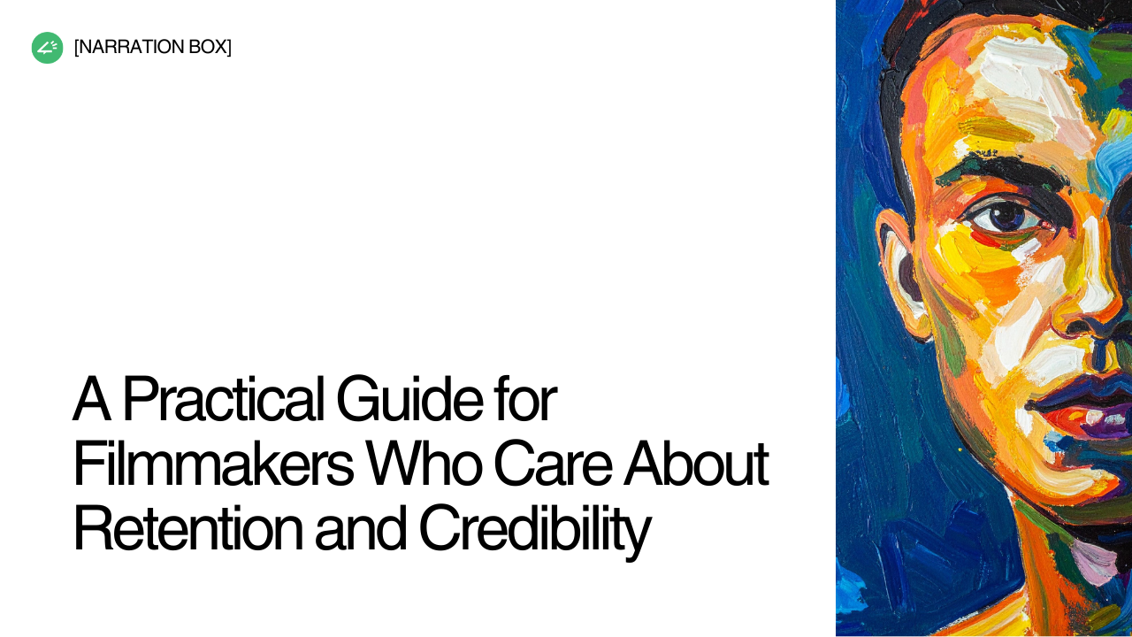 AI voice for documentaries being generated in studio software, American and British documentary filmmaking workflow