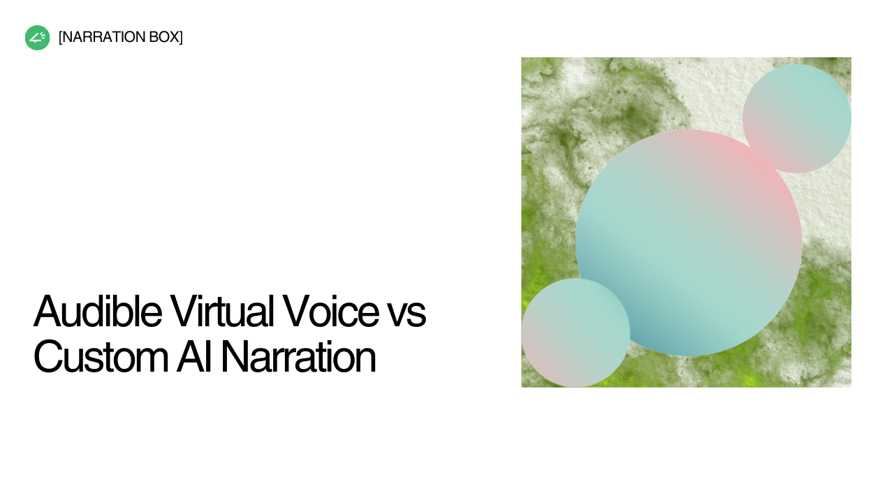 Audiobook production studio interface showing AI narrator voice selection for custom audiobook creation